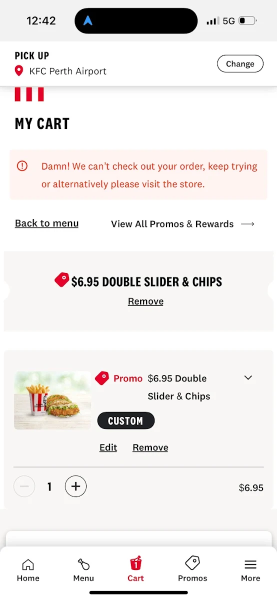 Menu, KFC Perth Airport
