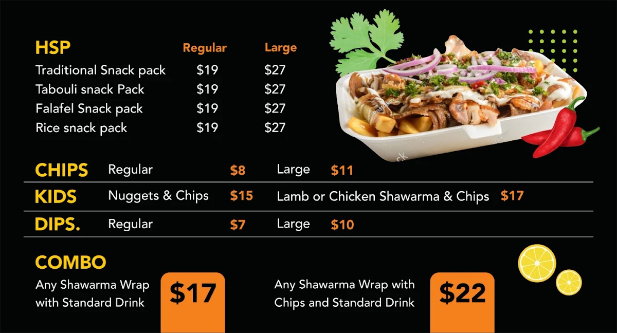 Menu, Shish Shawarma & Grill