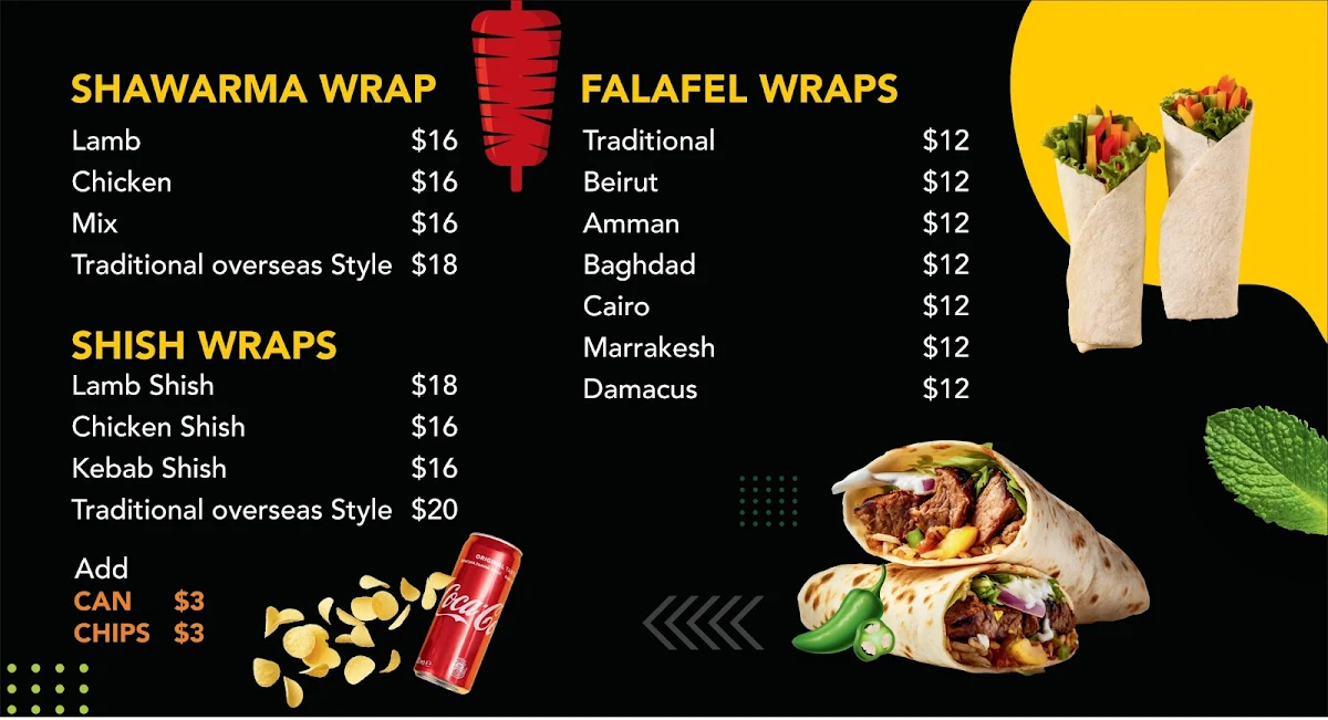 Menu, Shish Shawarma & Grill