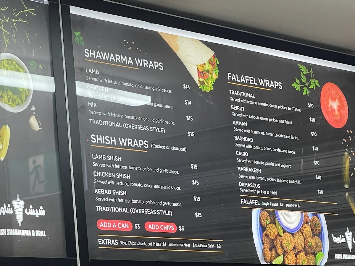 Menu, Shish Shawarma & Grill