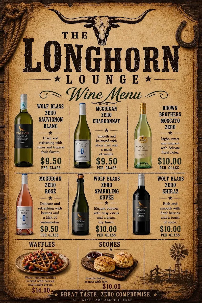 Menu, The Longhorn Lounge
