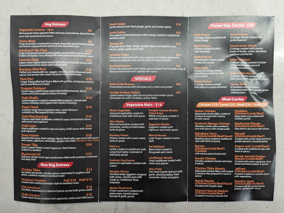 Menu, Sindoor Indian resturant Windsor