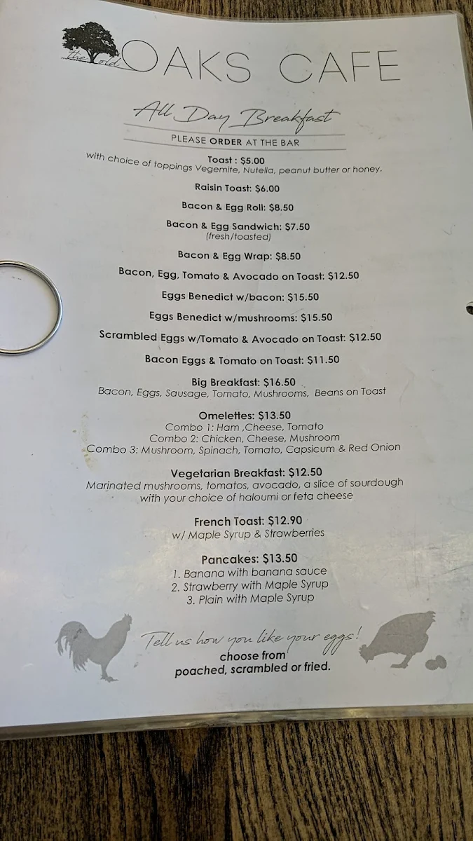 Menu, Glen's Bakery Cafe