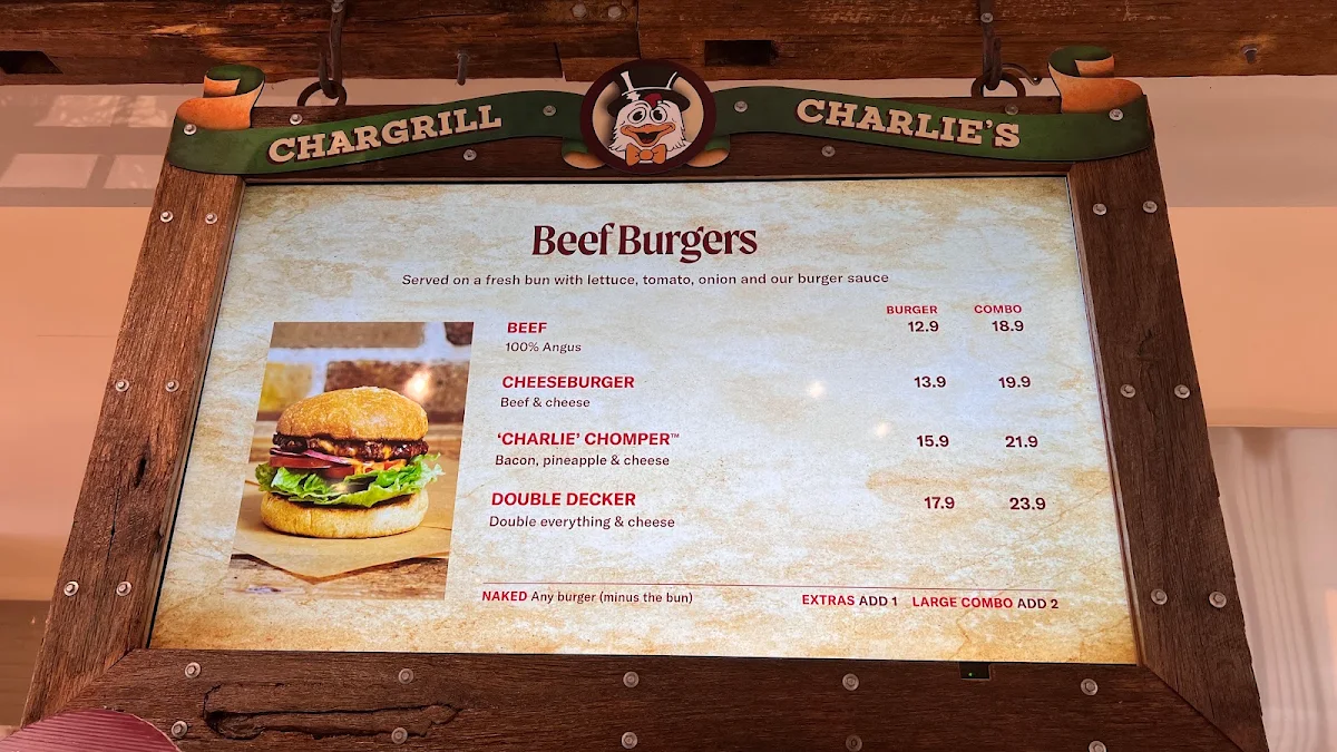 Menu, Chargrill Charlie's Drummoyne
