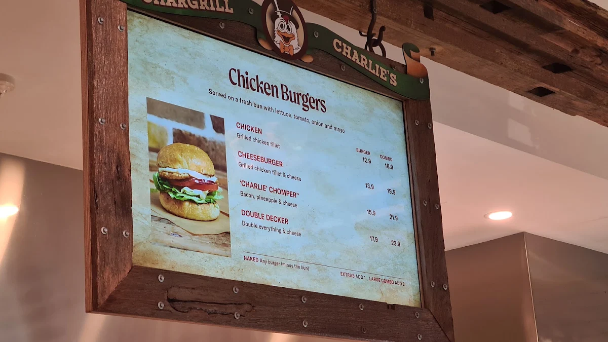 Menu, Chargrill Charlie's Drummoyne