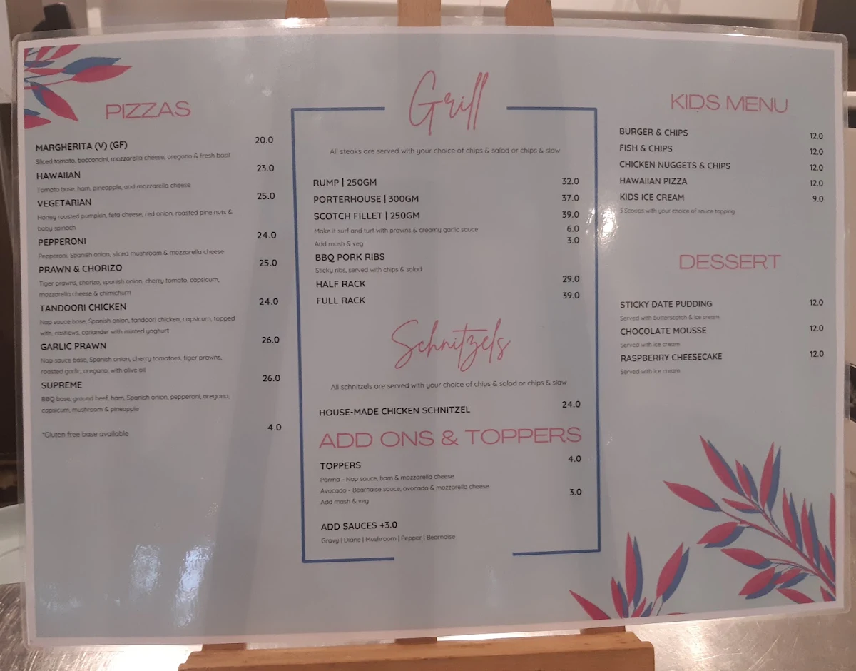 Menu, Narrabeen Sands Hotel