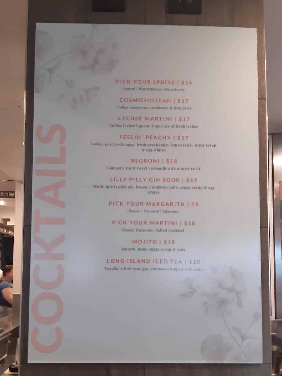 Menu, Narrabeen Sands Hotel