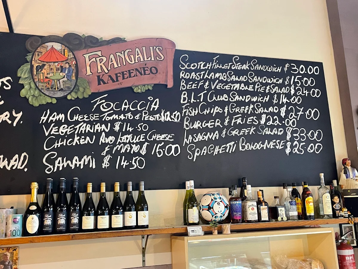 Menu, P. Frangos & Sons