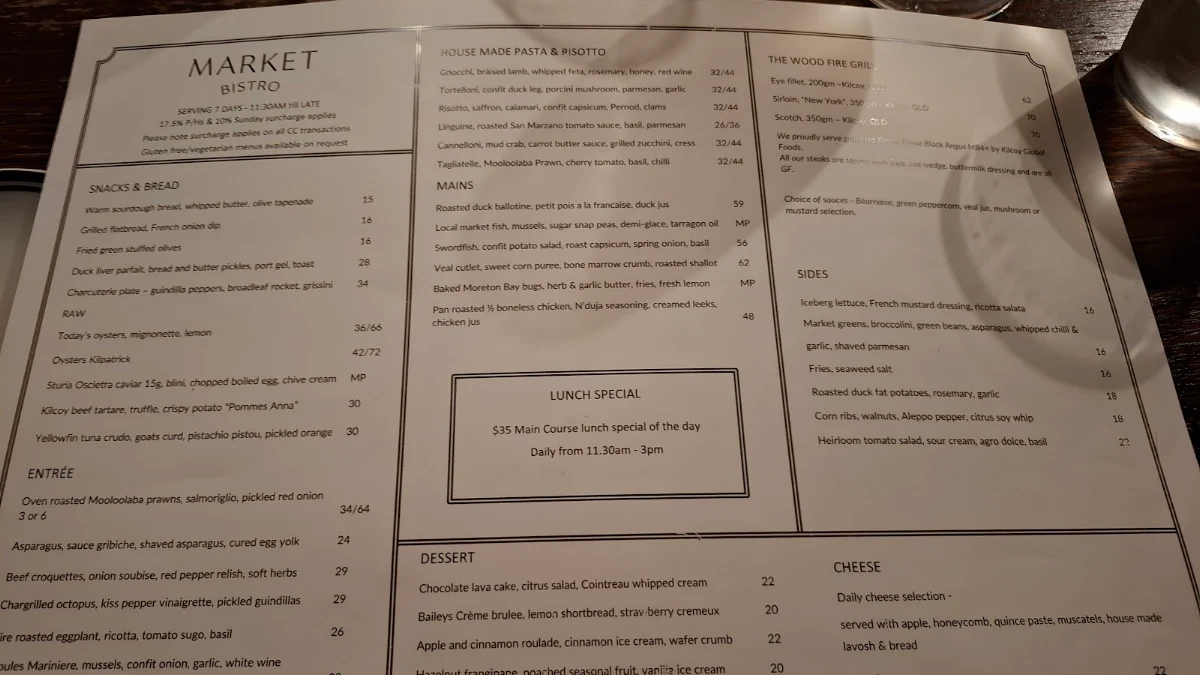 Menu, Market Bistro