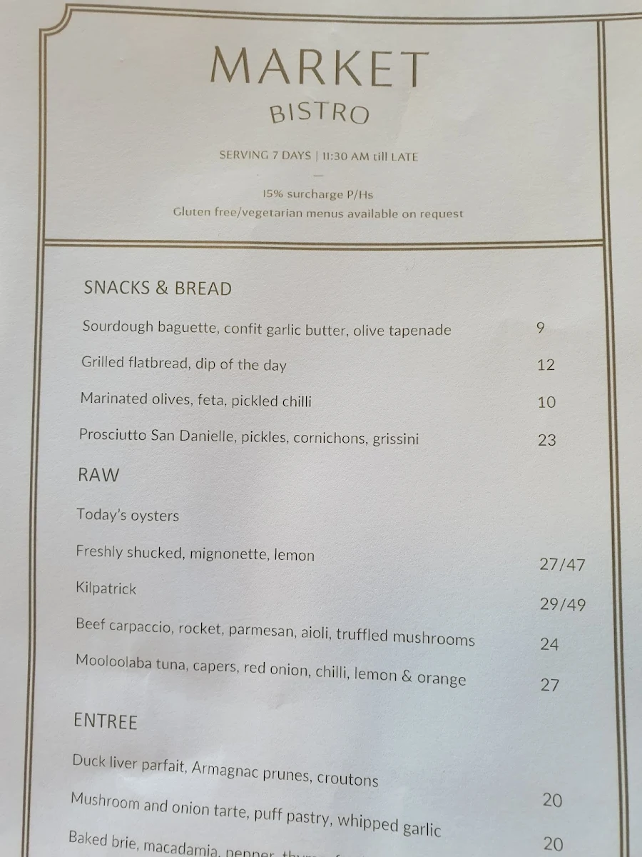 Menu, Market Bistro
