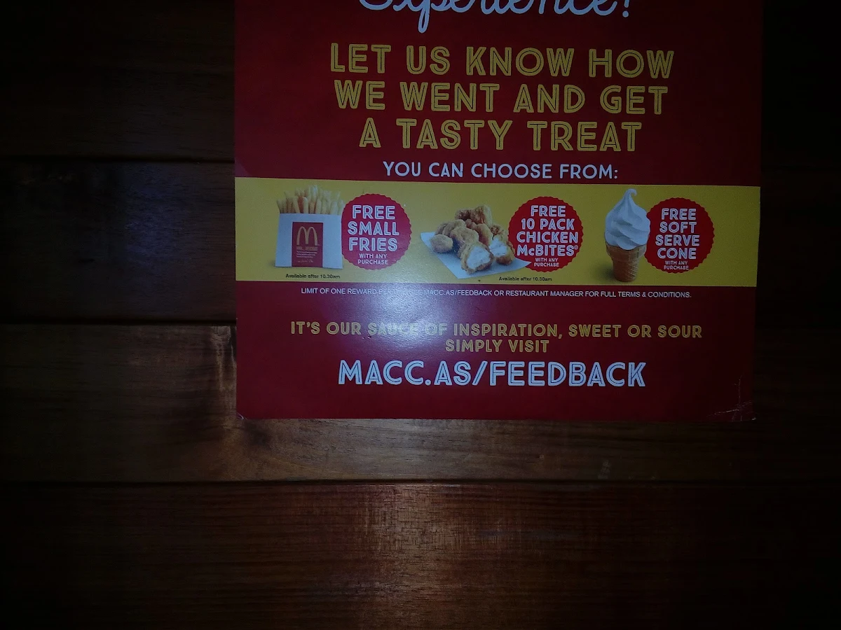 Menu, McDonald's Martin Place Metro