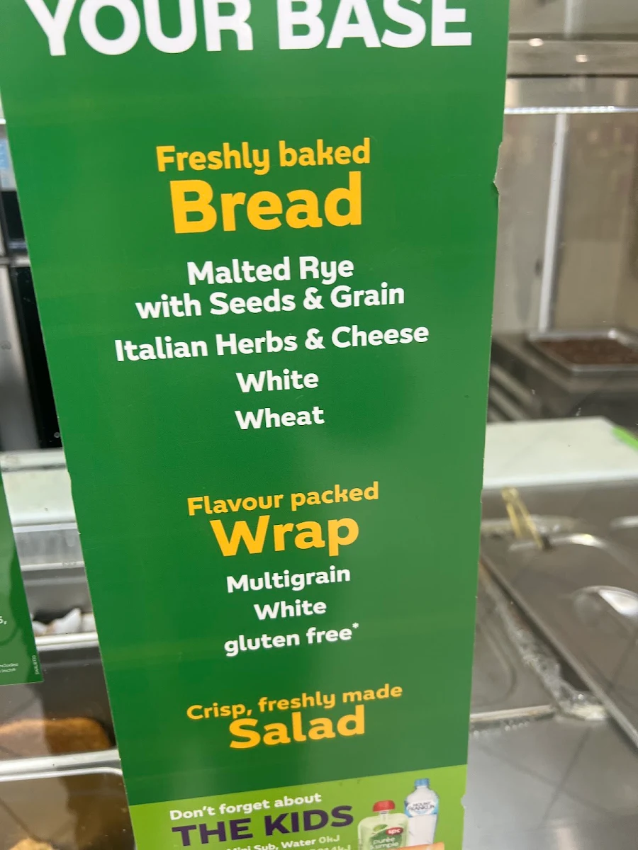 Menu, Subway Waurn Ponds Shopping Centre