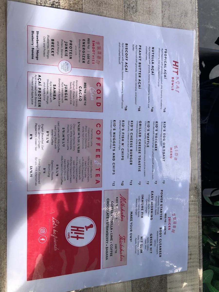 Menu, HitCafe Beenleigh