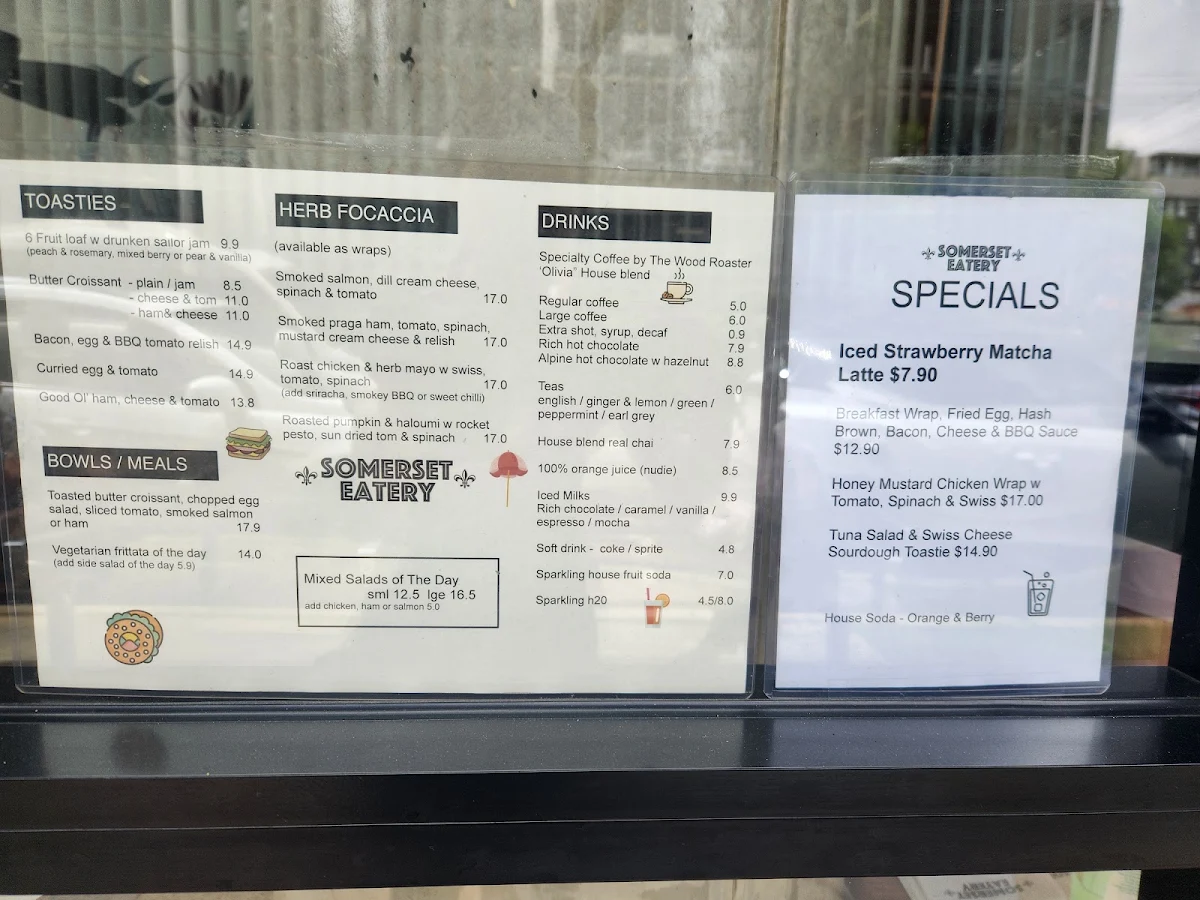 Menu, Somerset Eatery