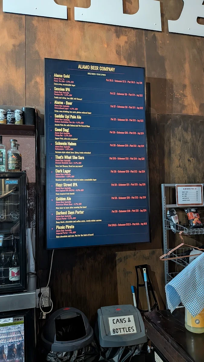 Menu, Alamo Beer Company