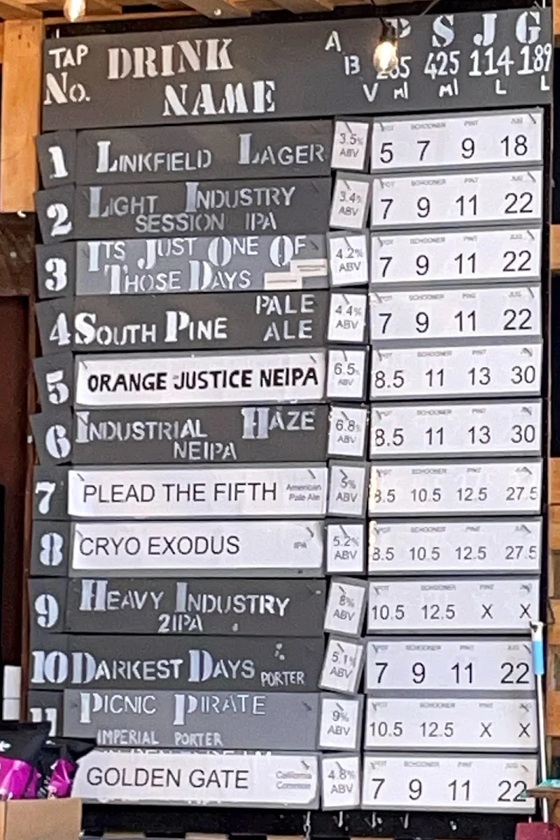 Menu, Alamo Beer Company