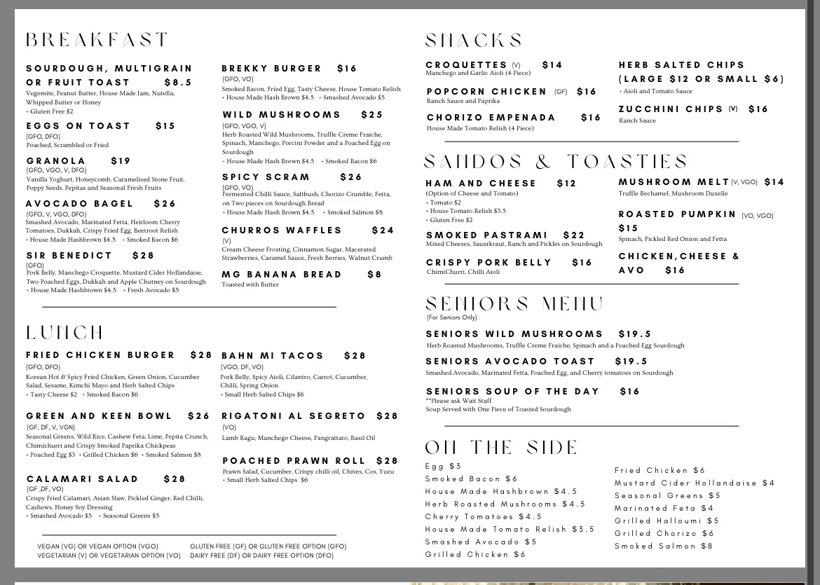 Menu, Middle Ground