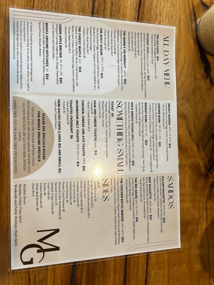 Menu, Middle Ground