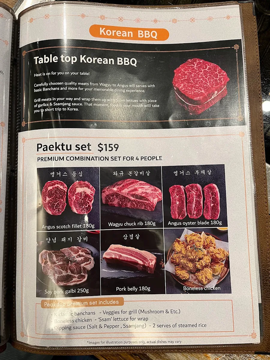 Menu, Chimac the Korean bistro