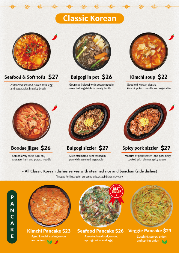 Menu, Chimac the Korean bistro