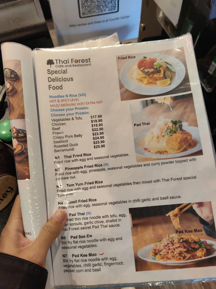 Menu, Thai Forest Cafe and Restaurant