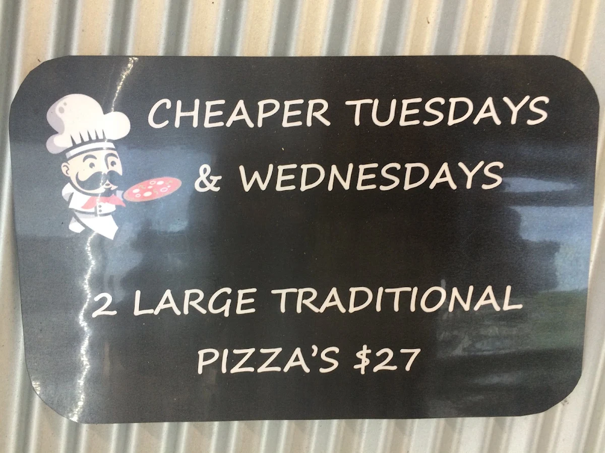 Menu, Bonno's Pizzeria