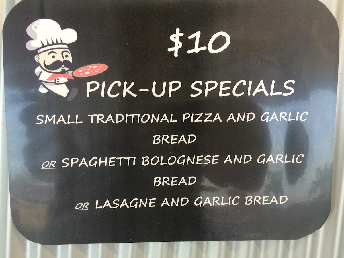 Menu, Bonno's Pizzeria