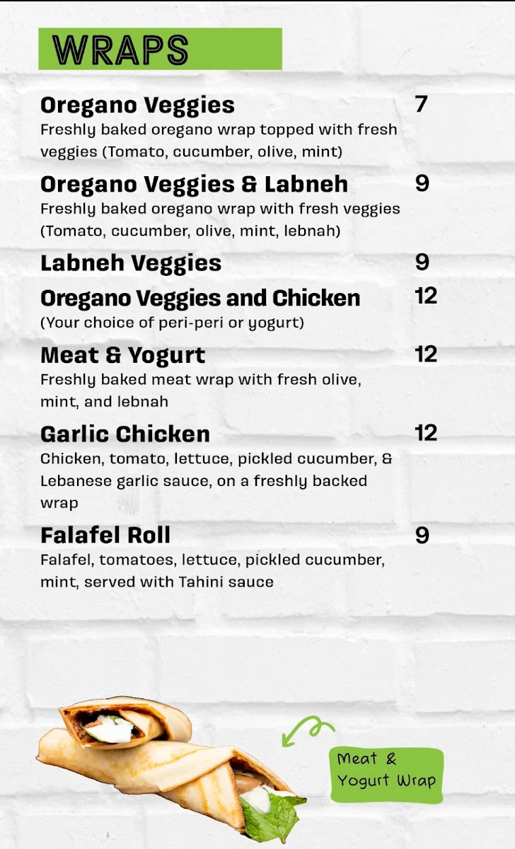 Menu, Manaqish House