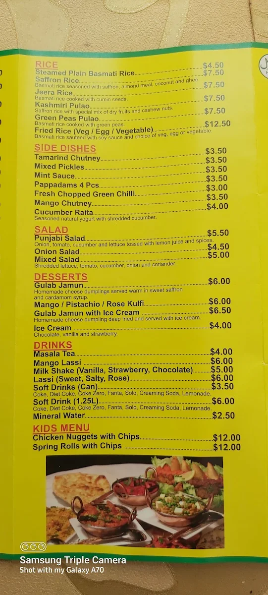 Menu, My Tandoori Indian Restaurant