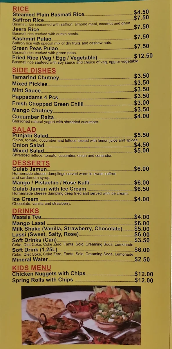 Menu, My Tandoori Indian Restaurant