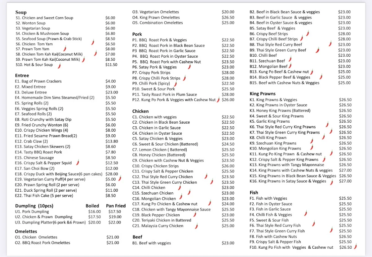 Menu, Kang's Woks Asian Restaurant