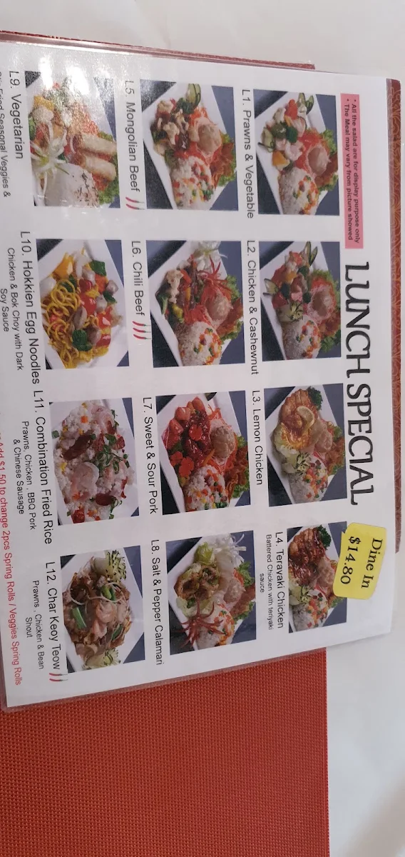 Menu, Kang's Woks Asian Restaurant