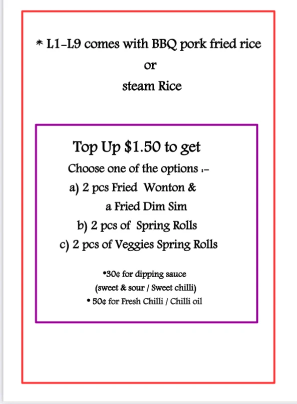 Menu, Kang's Woks Asian Restaurant
