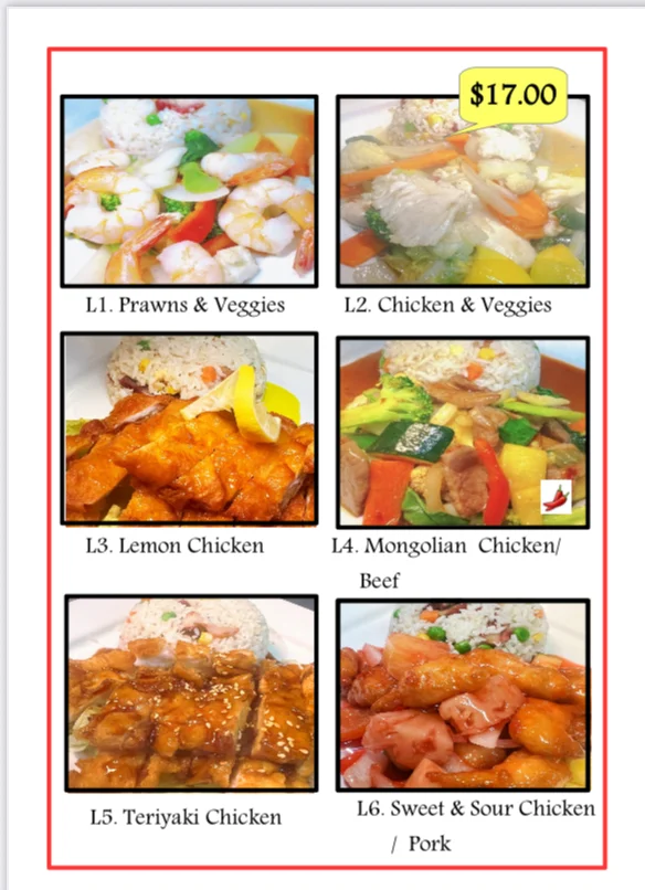 Menu, Kang's Woks Asian Restaurant