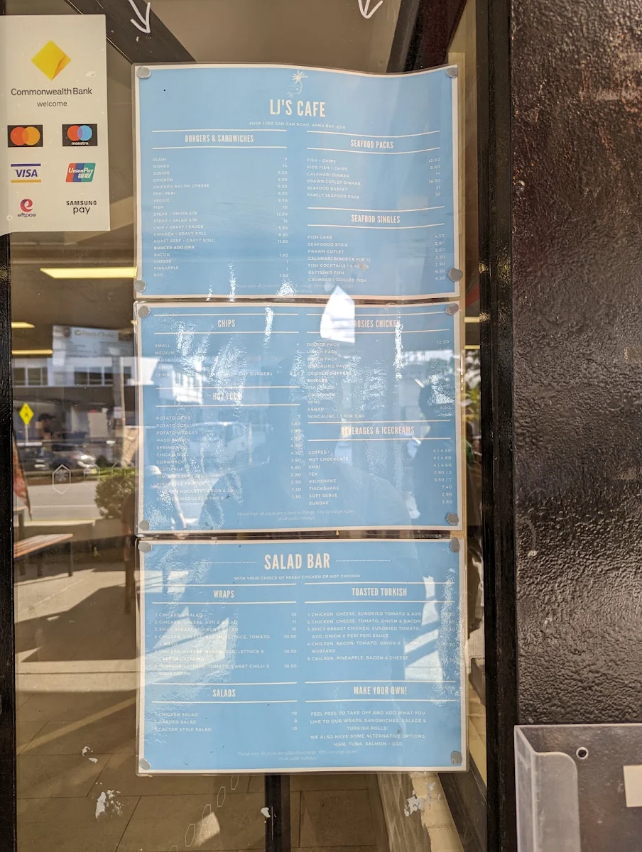 Menu, LJ's Cafe