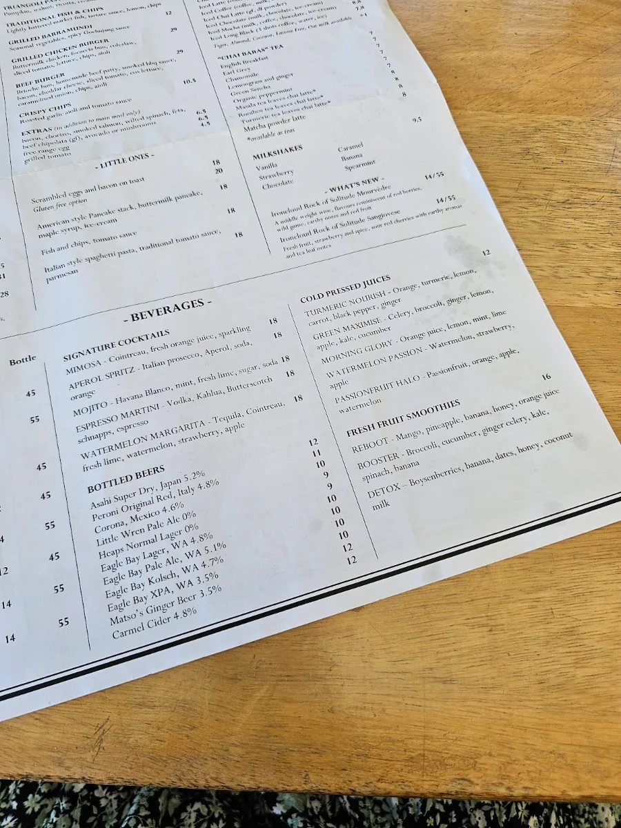 Menu, Bayside Kitchen