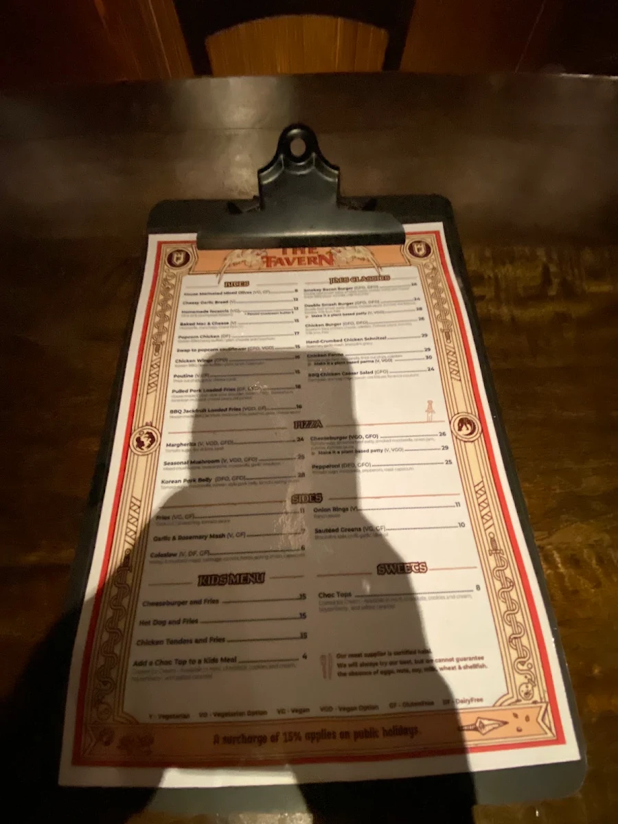 Menu, Fortress Sydney