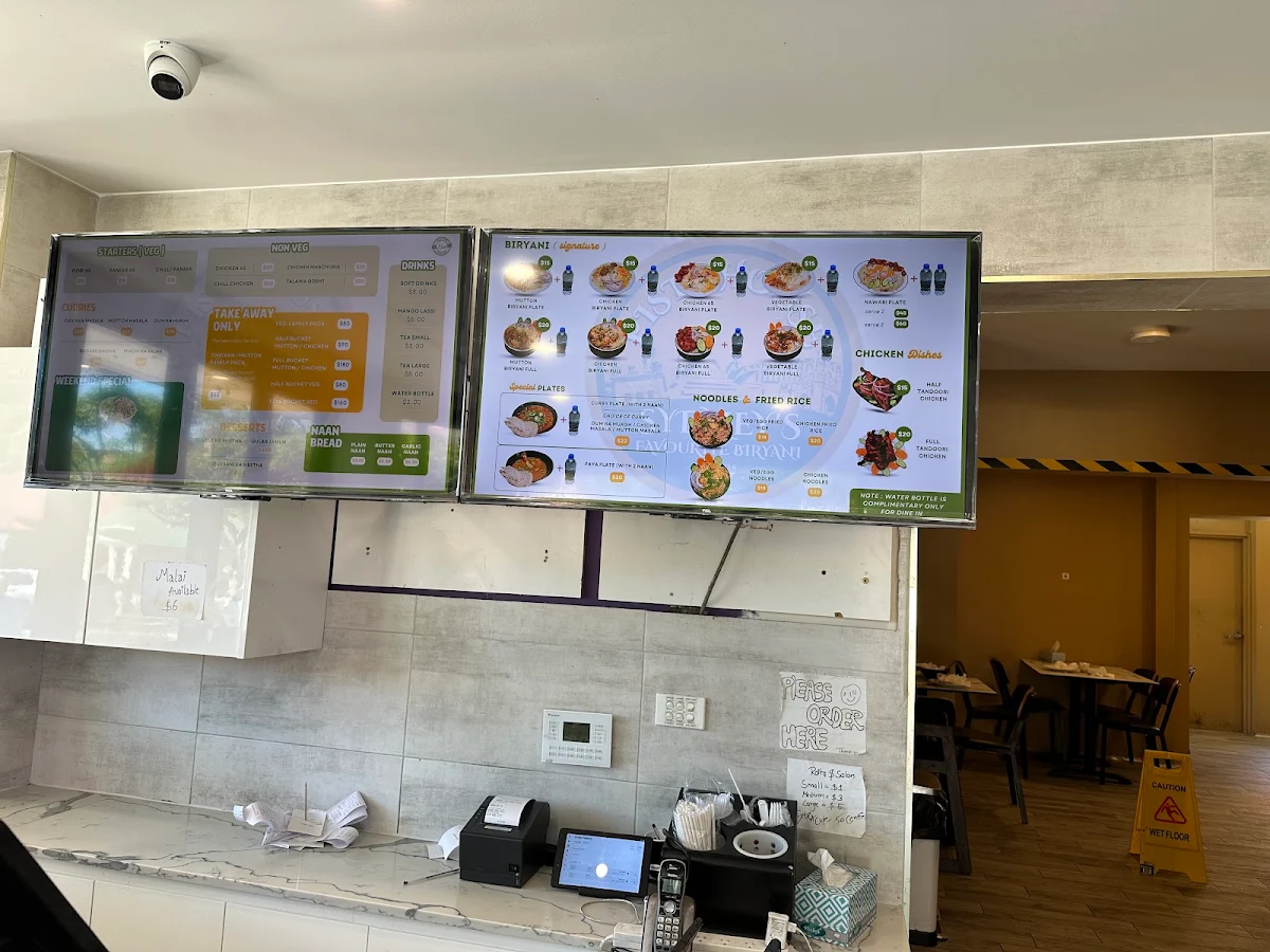 Menu, Pista House Harris Park