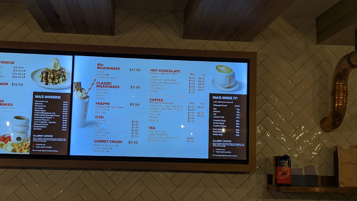 Menu, Max Brenner - Southland