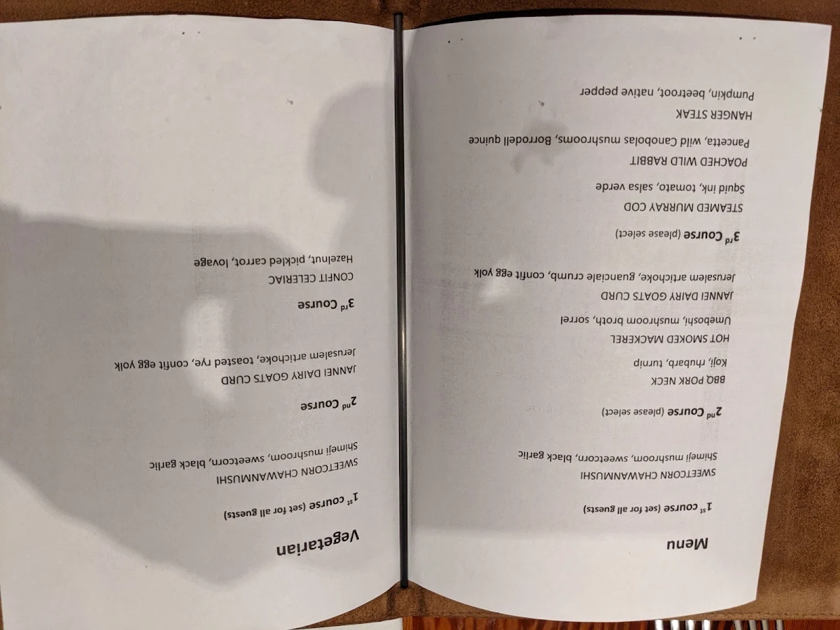 Menu, Sister's Rock Restaurant