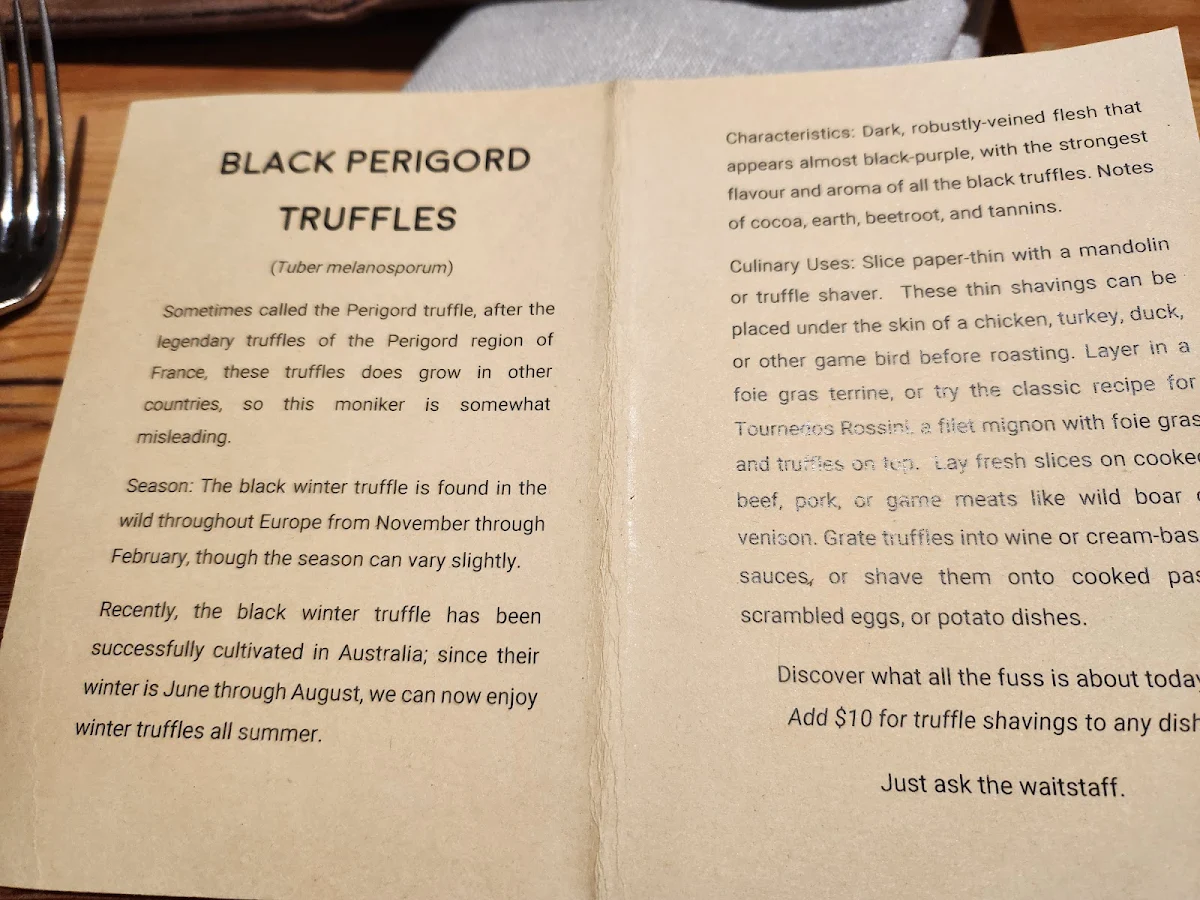 Menu, Sister's Rock Restaurant
