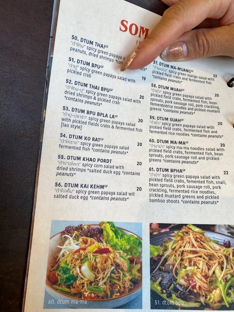 Menu, BOON Restaurant and café