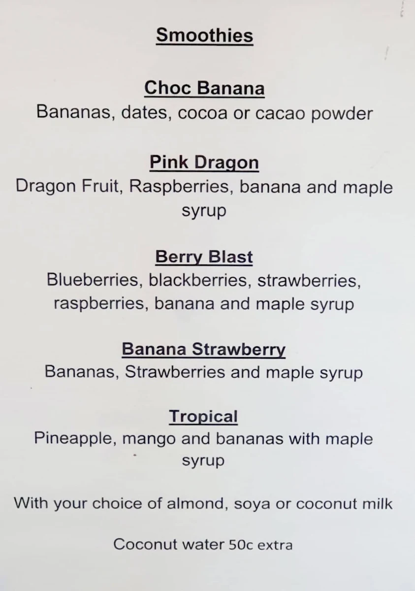 Menu, Vegalicious