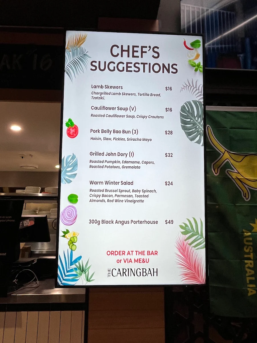 Menu, Caringbah Hotel