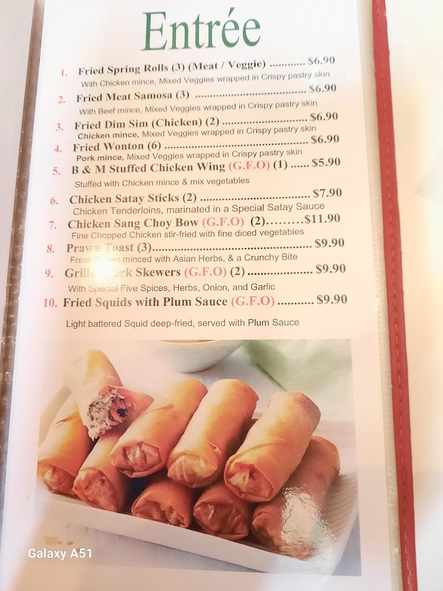 Menu, La Gustosa Restaurant