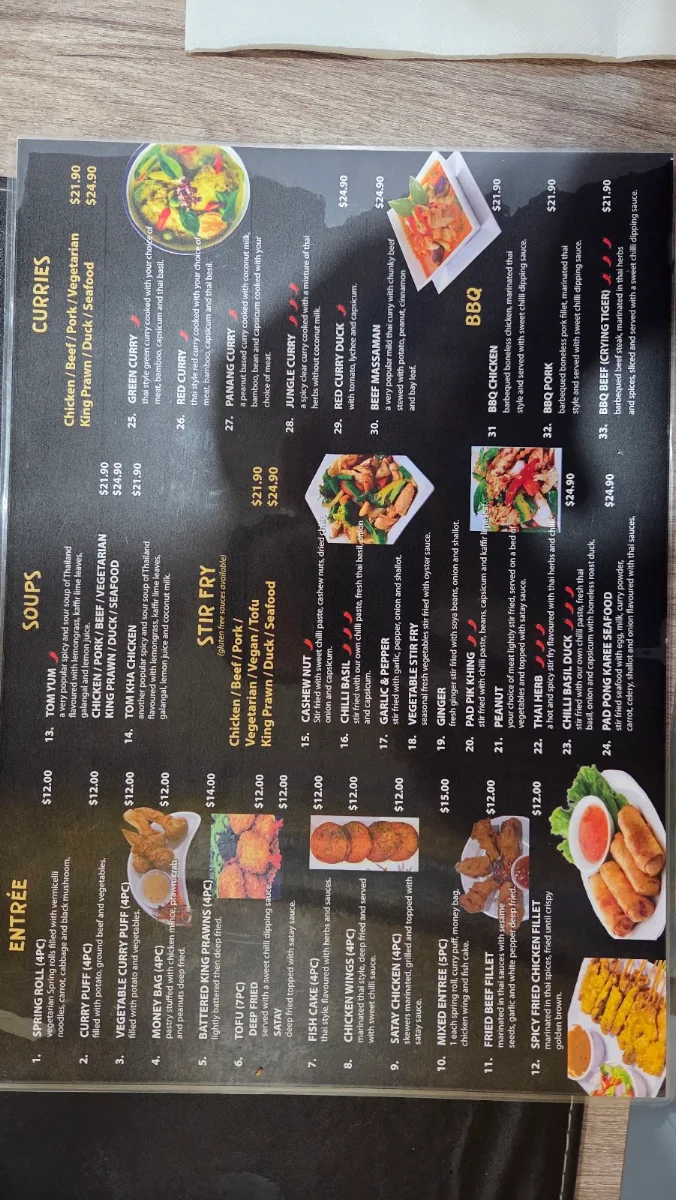 Menu, Nana on the bay Thai Restaurant