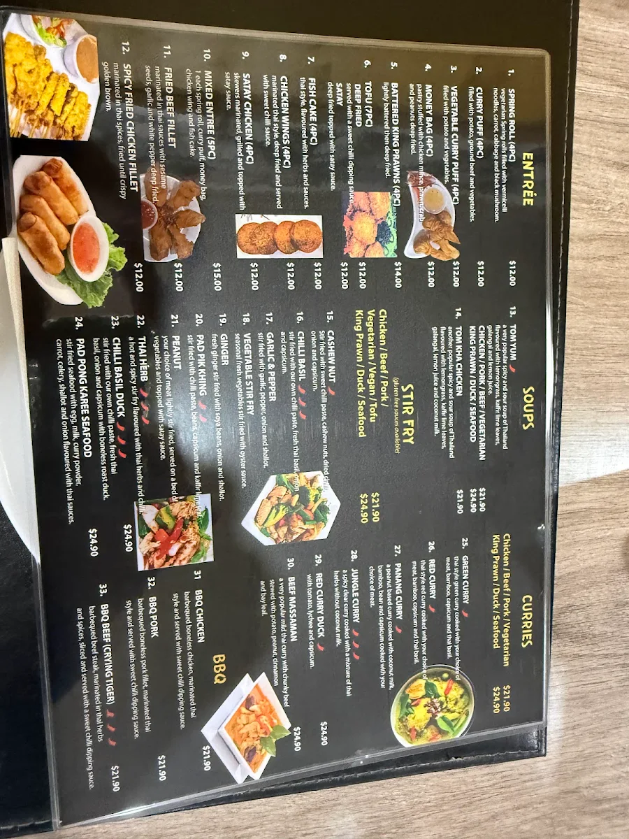 Menu, Nana on the bay Thai Restaurant