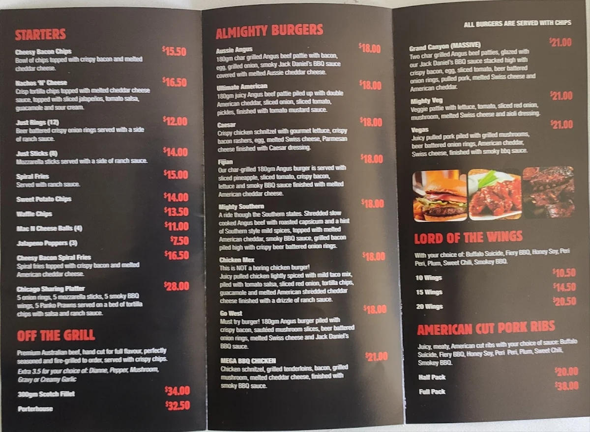 Menu, Chicago Grill