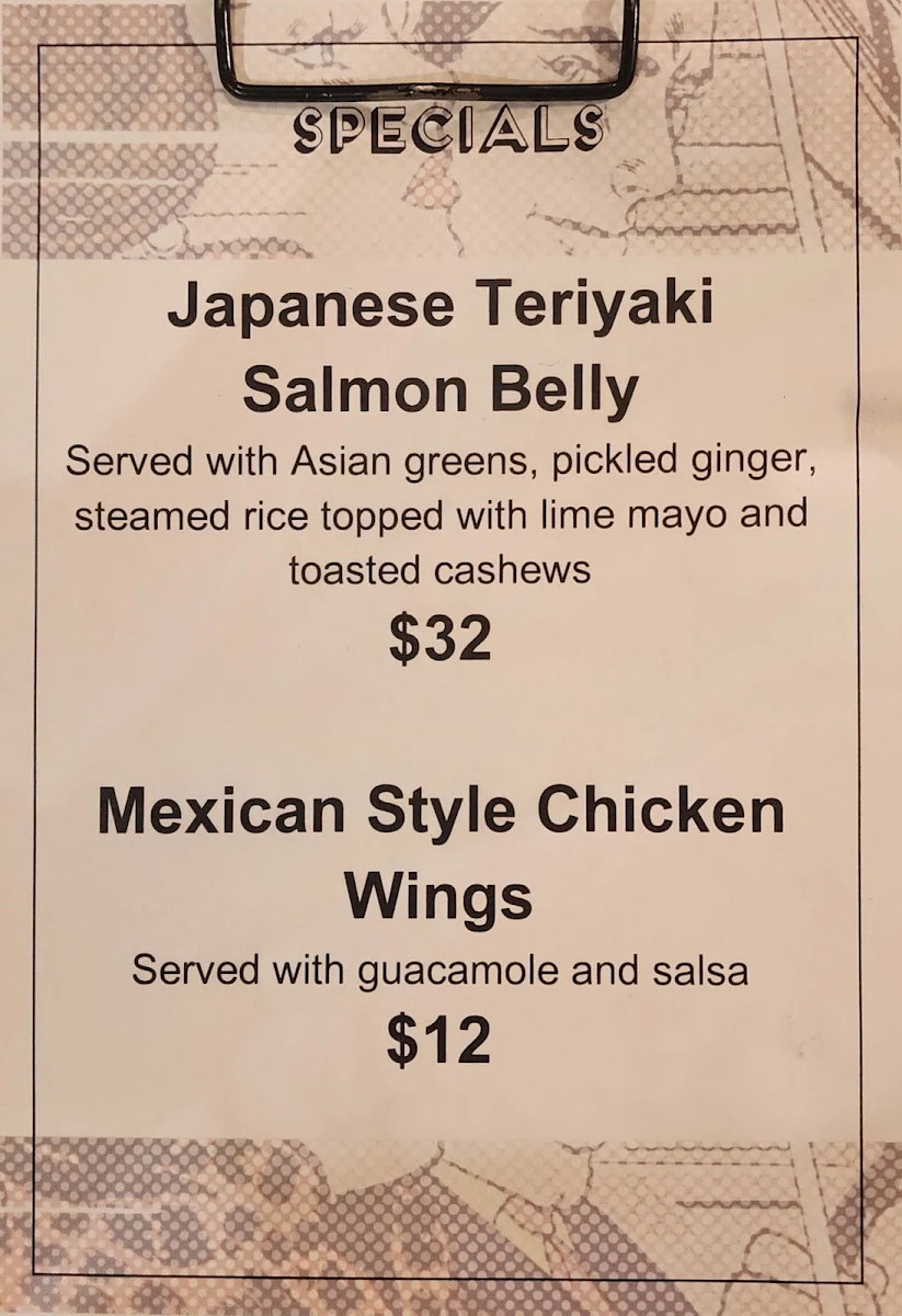 Menu, The Colonist