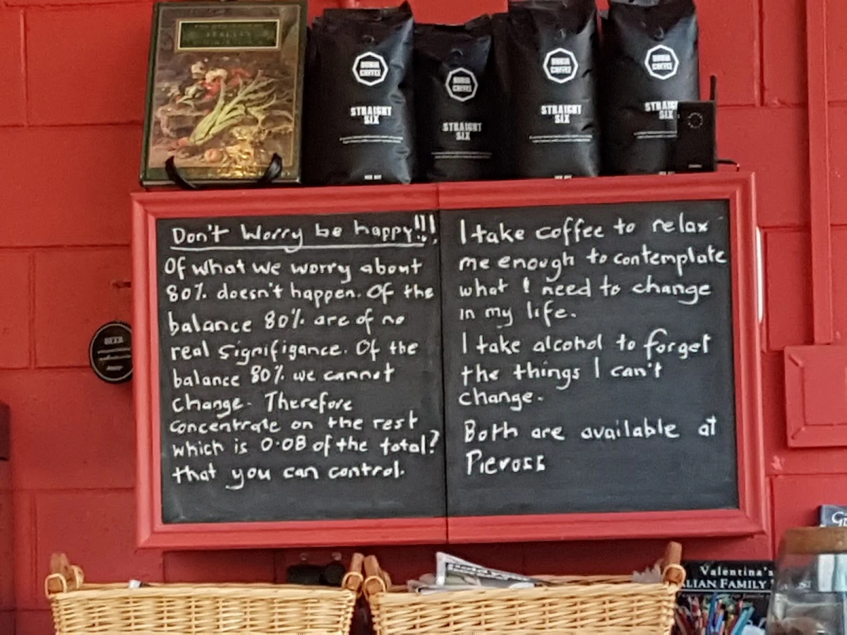 Menu, Pierross Italian Coffee, Cake & Pizza